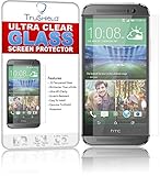 HTC One M8 Screen Protector - Tempered Glass - Package Includes Microfiber Cleaning Wipe, Installation Tips with Video - Retail Packaging - by TruShield