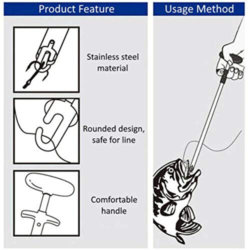 dezirZJjx Fish Hook Remover, Puller Fishing Tool, Stainless Steel T-Handle Extractor Tackles Detacher Tool Blue
