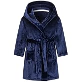 Tunoluker Boys Fleece Robe Sleepwear Hooded Plush Soft Bathrobe for Kids 2-16 Years