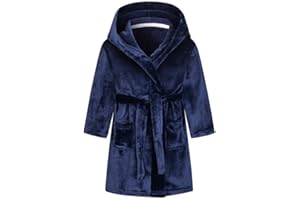 Tunoluker Boys Fleece Robe Sleepwear Hooded Plush Soft Bathrobe for Kids 2-16 Years