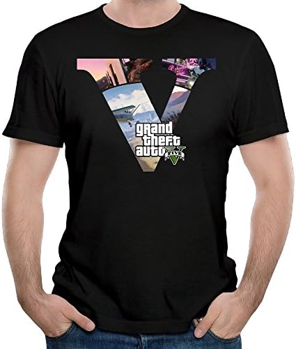 SIkmza912 Men's GTA5 Tees - Particular T-Shirts Black L