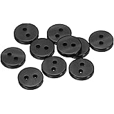 HARFINGTON 10pcs 16L Sewing Buttons 3/8"(10mm) Resin Round Flat 2-Hole Craft Clothing Replacement Button for Coats Sewing Clothing and DIY, Black
