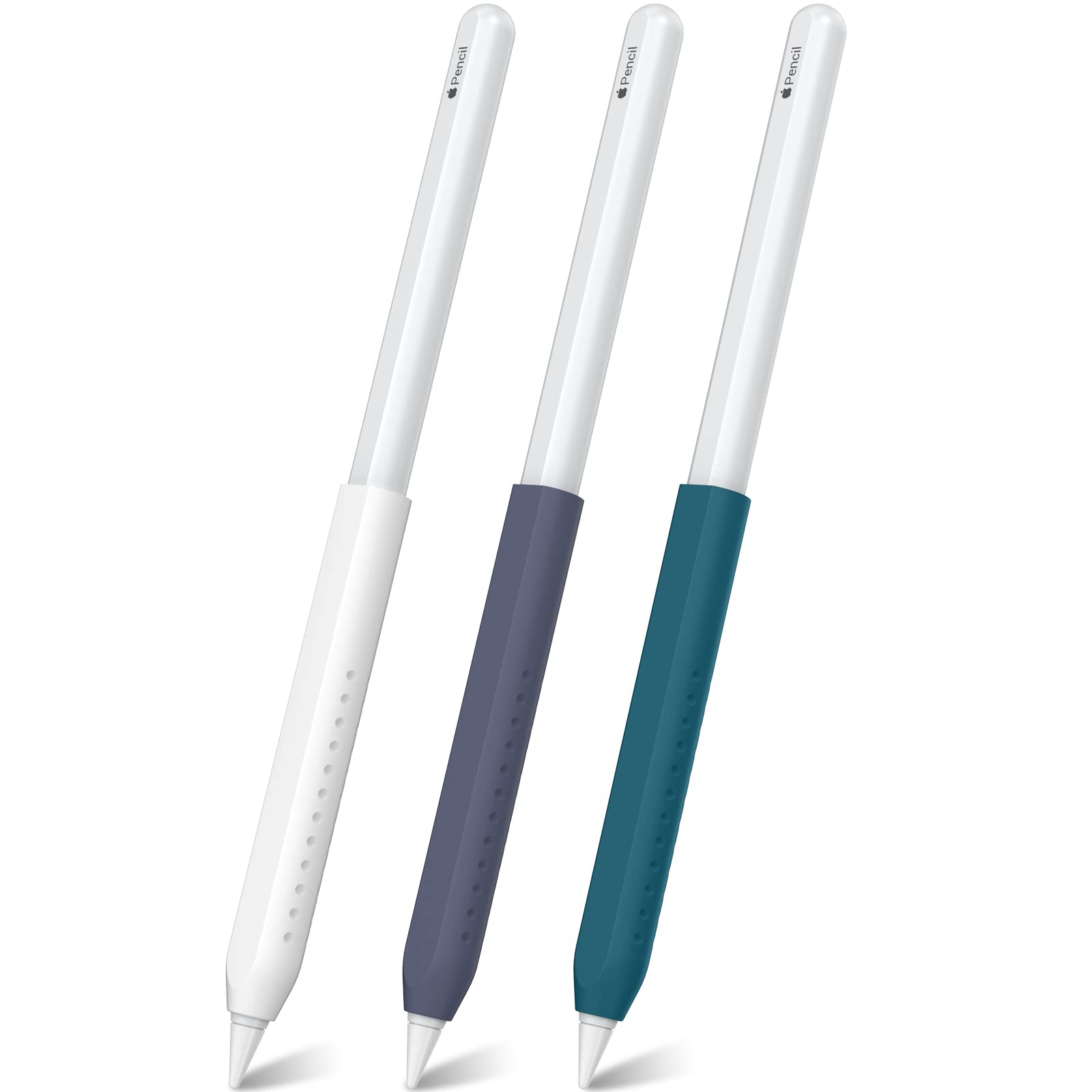 Photo 1 of NIUTRENDZ 3 Pack Silicone Grip for Apple Pencil 2nd Generation & Apple Pencil (USB-C) Grip Ergonomic Design Protective Case Cover Sleeve (White + Midnight Blue + Pine Green)