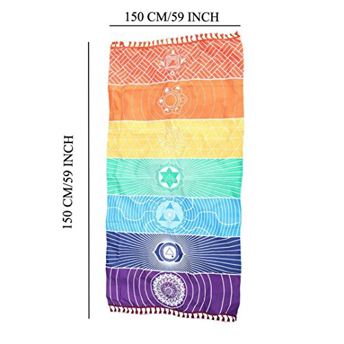 Tiean Hot Rainbow Beach Mat, Mandala Blanket Wall Hanging Tapestry Stripe Towel Yoga (Multicolor)