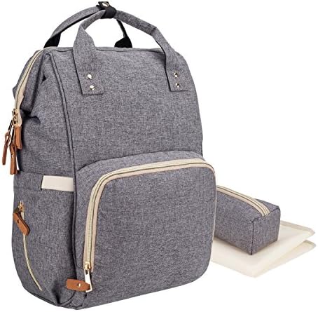 LNGLAT Diaper Bag Multi-Function Waterproof Large Baby Diaper Bag Backpack Durable Stylish Unisex Travel Knapsack with Insulated Pockets, Changing Pad, Insulated Bottle Pocket - Grey