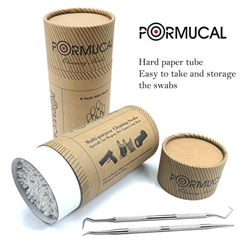 PORMUCAL 200PCS 6 Inch Cotton Cleaning Swabs with 2 Stainless Picks Cleaning Swabs for Gun Jewelry Arts and Crafts Electronics,Camera and More