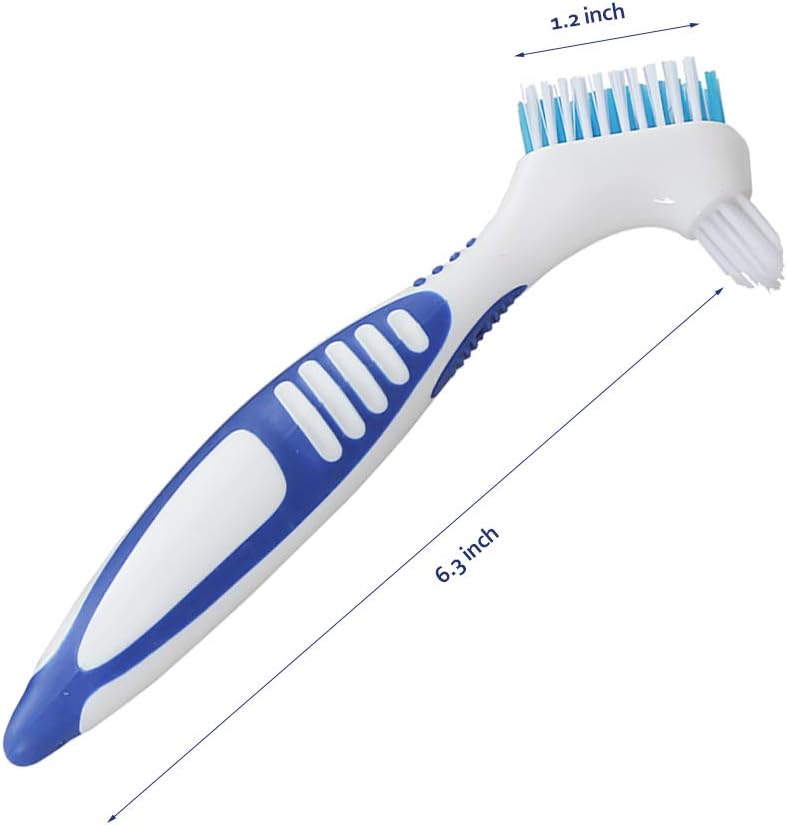 12 Pcs Denture Brush for Denture Care, Denture Brush Dual Head Hygiene Denture Cleaner Rubber Handle Reusable Touch Soft Toothbrush for Denture Wearers: Health & Personal Care