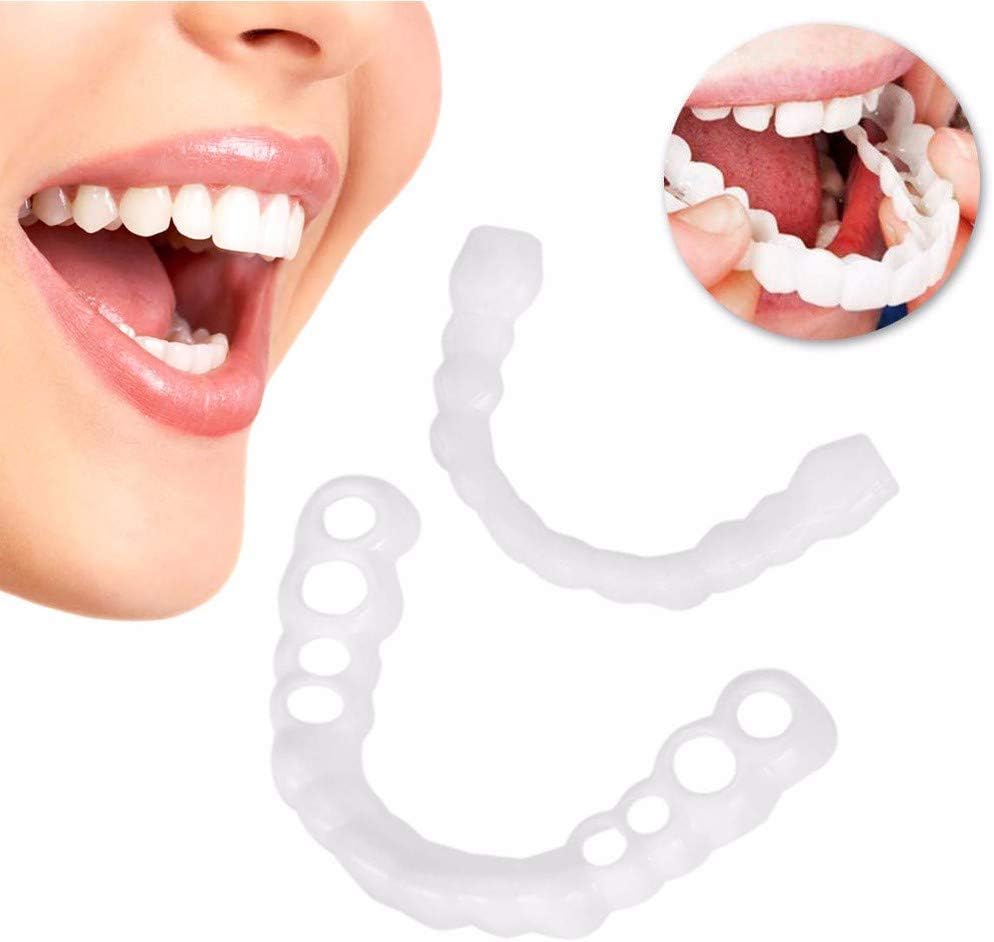 YXT Braces Cosmetic Braces and Whitening Alternative Snap on Instant Perfect Smile Comfort Fit Flex Teeth Veneers Make White Tooth Beautiful Neat Denture for Top and Bottom