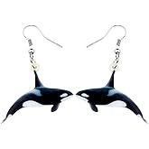 Bonsny Acrylic Drop Dangle Sweet Ocean Whale Earrings Fish Jewelry For Women Nice Gift