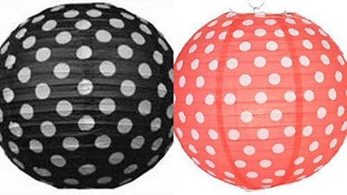 6 Lady Bug decoration Paper Lanterns 12", 3 red, 3 black