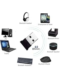 Adaptador de USB con Bluetooth, adaptador de dispositivo USB con 4,0 Bluetooth y de baja energía con alcance de 2.4 GHz para PC, Windows 10 8.1   8   7, Vista   XP, Plateado