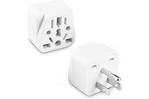 OFOAEEA European to US Plug Adapter, UK to US Plug Adapter, 2 Pack US Plug Adapter, Universal to American Outlet Plug Adapter, EU/UK/AU/CN/JP/Italy/Brazil/European to American Plug Adapter(Type B), White