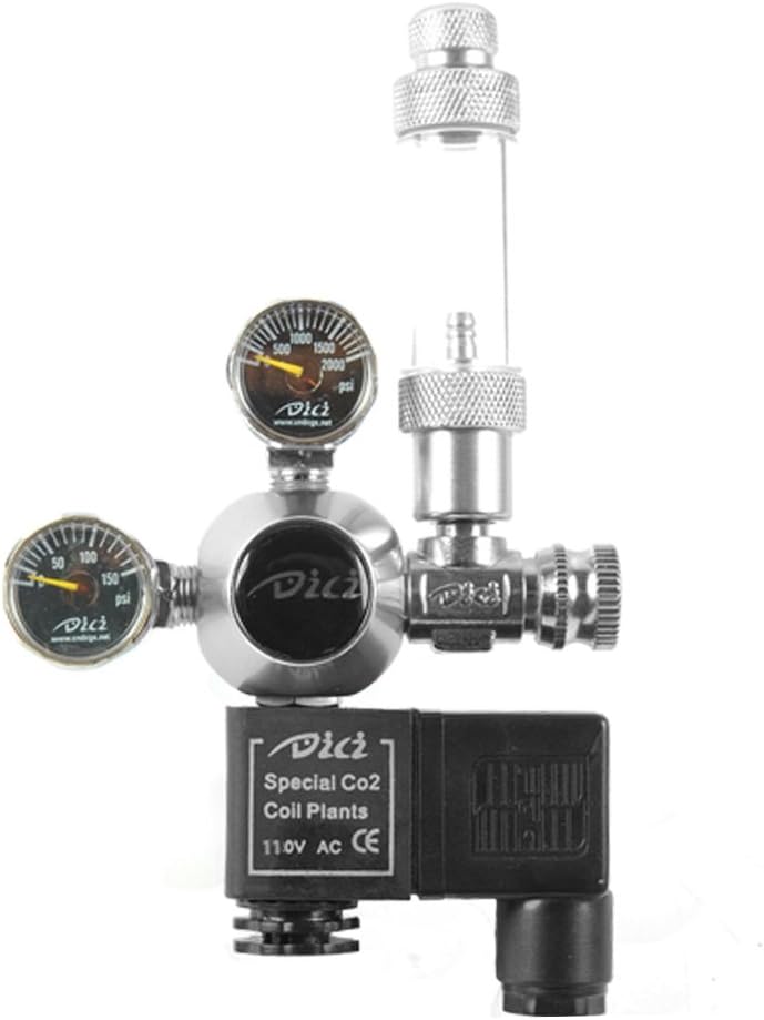 DICI Aquarium Co2 Dual Gauge Solenoid Regulator Silver