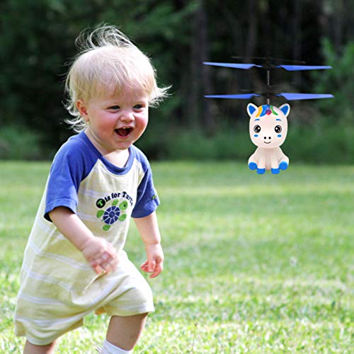 COOVEE Flying Ball Toy, Hand-Controlled Rechargeable Infrared Induction Drone RC Flying Toy Built-in Shining LED Lights for Kids