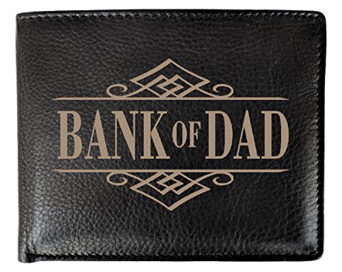 RFID Blocking Personalized BANK OF DAD Bifold Wallet Custom Wallets for Men Funny Fathers Day Gift Birthday Present Idea for Daddy
