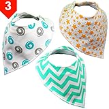 Unique Organic Cotton Baby Gifts | Drool Bandana Bibs by BabyBecca | For Newborn And Toddler Teething And Drooling Boys & Girls | Shower Gift, 3 Pack