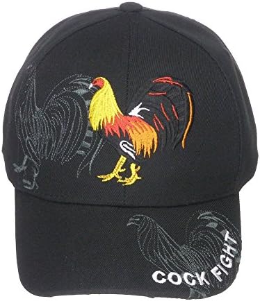 Cock Fight High Definition Embroidery Velcro Adjustable Baseball Cap Hat Black