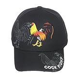Cock Fight High Definition Embroidery Velcro Adjustable Baseball Cap Hat Black