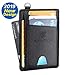 SARCCH Slim Minimalist Front Pocket RFID Blocking Wallets, Credit Card Holder with Disassembly D-Shackle for Men Women (Dark black)