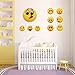 Okloy 10 Large Emoji Faces Wall Graphic Decal Reusable Sticker 3D Cute Skin Multi-size for Notebook / Laotop / Macbook / Windows / Children Room / Unflat Wall Surface