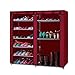 Z ZTDM 6-Tiers 12 Lattices Non-woven Fabric Shoe Cabinet with Dustproof Cover Closet 36-Pair Shoes Storage Rack (RED)