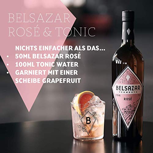 Belsazar Rose, Wein-Aperitif, vom Berliner Lebensgefühl inspiriert, gefertigt im Schwarzwald, ideal als Sommergetränk im Rose und Tonic, 14,5 Prozent vol, 750ml Einzelflasche – Bild 3