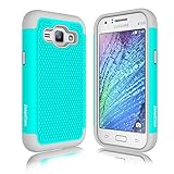 Galaxy J1 Case, Samsung J100 Case, ZeopoCase Hybrid Armor Hrad and Soft Dual Layer Defender Protective Case Cover for Samsung Galaxy J1 (2015) / J100) (Teal)