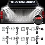 Audew Truck Bed Light Strips 2Pcs 4 Pods 2400 Lumens Total Unloading Cargo Light with On/Off Switch IP67 Waterproof for Pickup Truck, RV, SUV, Boats, Ice House (White)