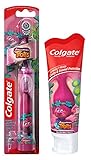 Colgate Trolls Poppy Toothbrush & Toothpaste Bundle: 2 Items - Powered Toothbrush, Bubble Fruit Toothpaste