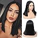 quickwig Short Straight Bob Wigs Black Short Wig Middle Part Synthetic Wigs Shoulder Length Daily Cosplay Party Wigs for Women 14 inches