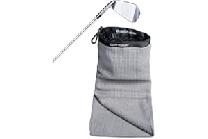 Club Scrub Towel Pro, Golf Club and Ball Cleaning Pouch with Attached Towel, Waterproof Exterior, Clean Face Technology Liner, Machine Washable, Cleans Club Grooves, Waffle-Weave Microfiber