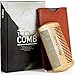 Beard Comb for Men - Wooden Natural Sandalwood Antistatic No Static Dual Action Beard Comb - Fine & Coarse Tooth Perfect for Balms and Oils Includes PU Leather Case - Presented in Cardboard Gift Box