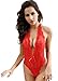 Amilia Sexy Lingerie Deep V Neck Lace Halter One Piece Teddy Nighty