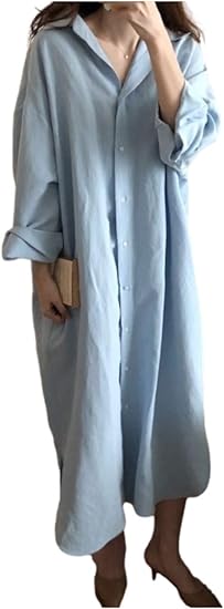 Amazon Co Jp アンリ オーバーサイズ シャツワンピース 春物 春ワンピ ロング ワンピ 通勤 通学 きれいめ カジュアル 春 レディース 服 ファッション小物