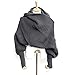 Unisex Fashion Autumn Winter Unisex Knitted Scarf Cape Shawl with Sleeves Dark Grey