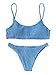 SOLY HUX Women's Two Piece Shirred Bikini Set Blue L, Blue, Size Large