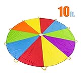 10 Foot Play Parachute with 10 Handles - Multicolored Parachute for Kids