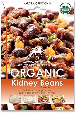Vegan Organic Rajmah Kidney Bean Indian Spice Blend - Arora Creations 0.9oz (6-Pack) | Gluten Free, Non-GMO, Low Sodium | Easy to Cook Indian At Home!