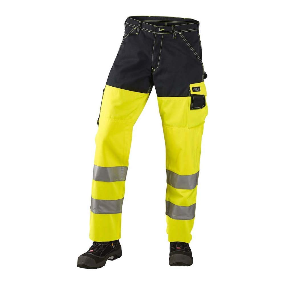 J.A.K. 1110685092 Series 11106 70% Polyester/30% Cotton Trousers EN 20471, Class 2, Yellow/Navy, 52 R (36/32) Size