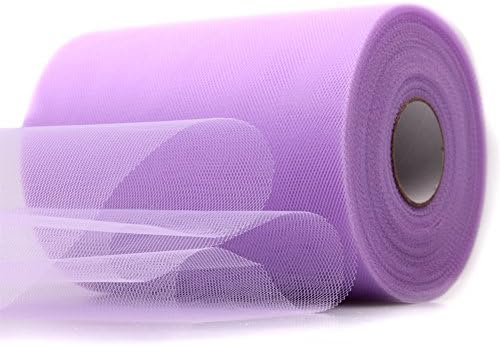 SROOD Tulle Fabric Bolt Tulle Ribbon Roll 6 inch x 100 yards 300 Feet for Tulle Table Skirt Wedding Party Decorations, Easy Gift Wrapping for the Holiday(Lavender)