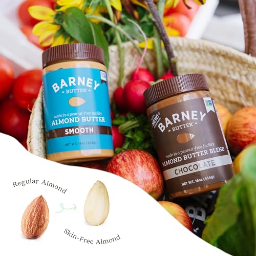 BARNEY BUTTER ALMOND BUTTER, SMOOTH, 16 OUNCE JAR, SKIN-FREE ALMONDS, NO STIR, NON-GMO, GLUTEN FREE, KETO, PALEO, VEGAN