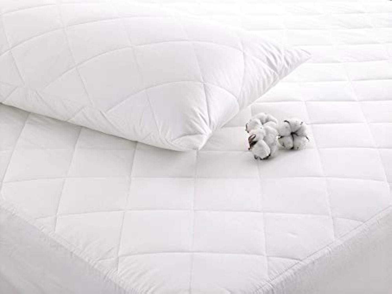 Cuddledown 100% Pure Cotton Quilted Mattress Protector - Anti-Allergy, Machine Washable (Single - 30cm Deep)