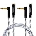 CableCreation [2-Pack 6 Feet 3.5mm Male to Female Extension Stereo Audio Extension Cable Adapter, 90 Degree Right Angle Aux Cable, Black and White…