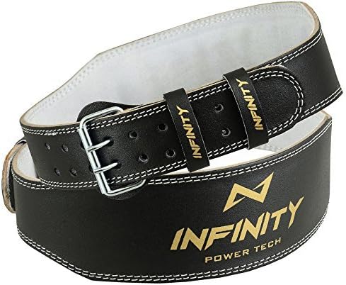 Infinity Leather Weight Lifting 4" Belt Back Support Strap Gym Power Training Fitness, Small, Medium, Large, XLarge (XLarge 36'' to 42'')