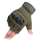 Reebow Gear Military Fingerless Hard Knuckle Tactical Gloves Half Finger for Motorcycle Driving Riding Army Gear Sport Shooting Airsoft Paintball Army Green M