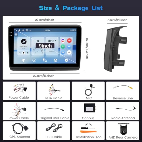 Inefala 4+128G Radio for Fiat Ducato/Citroën Jumper/Peugeot Boxer 2011-2022 Android 15 with 9'' In-Cell Screen with Wireless Carplay and Android Auto Mirror Link Radio FM/RDS GPS WiFi Bluetooth SWC