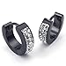 KONOV Mens Cubic Zirconia Stainless Steel Stud Huggie Hoop Earrings Set, Black