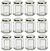 Nakpunar 12 pcs Hexagon Glass Jars with Lids (6 oz, Gold)