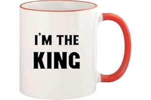 DXBSJS I m The King 11oz Colored Rim and Handle Coffee Mug Red