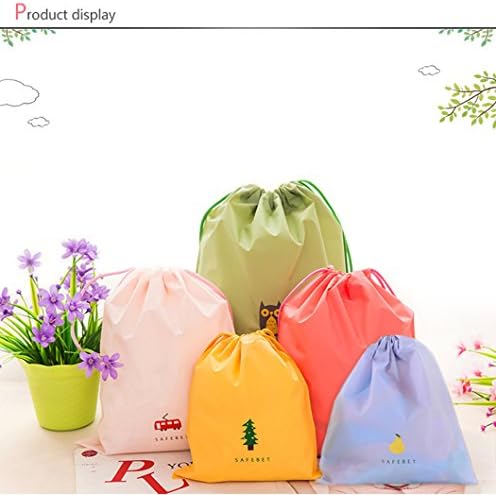 Ourhome520 Set of 5 Waterproof Drawstring Bag PE Plastic Folding Sport Home Travel Storage Use--This is also a good Christmas & New Year gift choice.